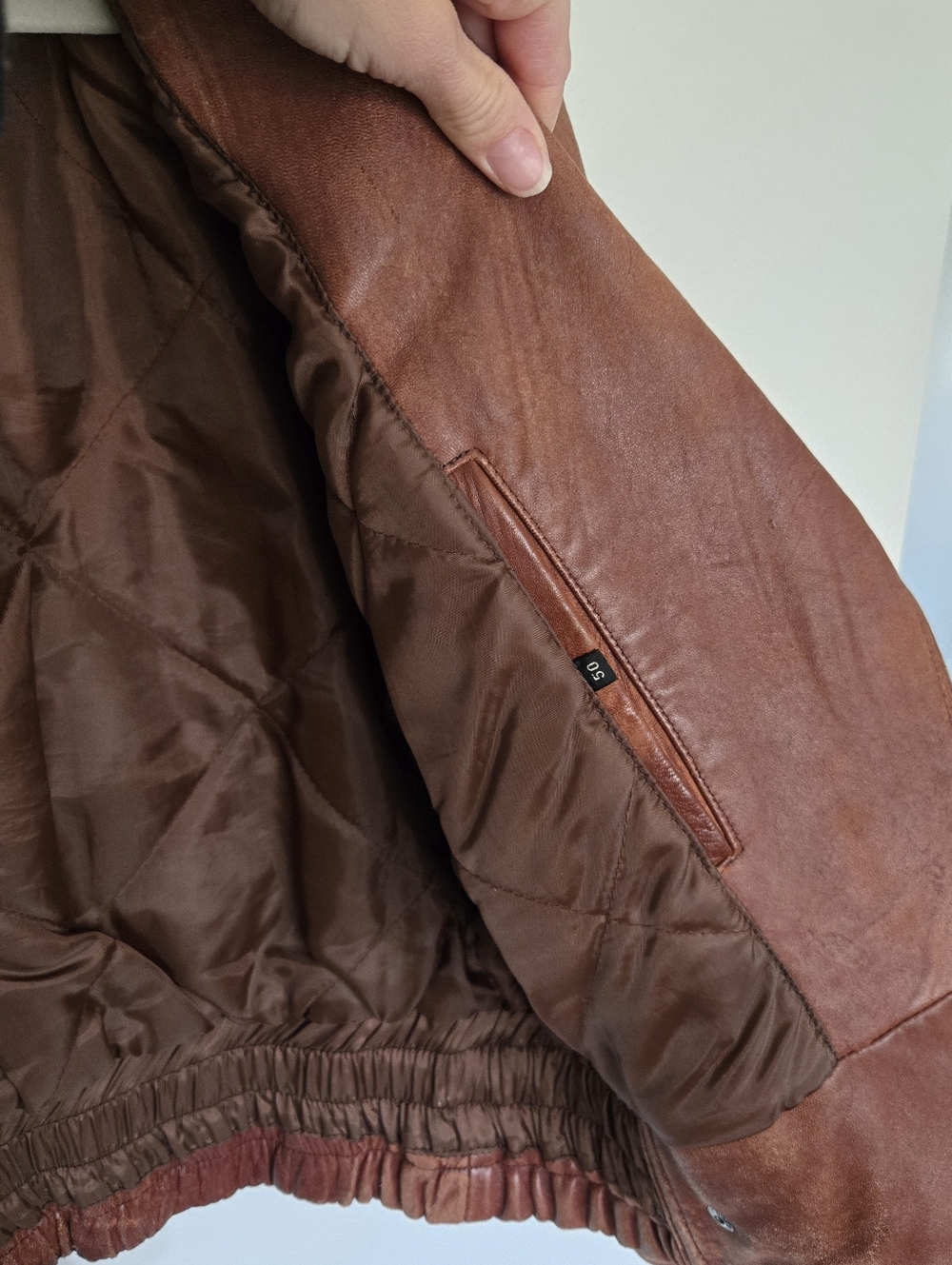 Vintage Style Brown Leather Jacket Distressed Patina Italy Buttons - Picture 6 of 10